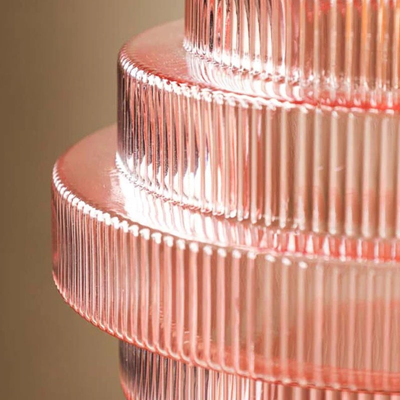 Lámpara colgante de botella de vidrio a rayas Bottis con pantalla vertical artística U19