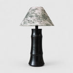 Load image into Gallery viewer, Dark brown ceramic table lamp with botanical shade