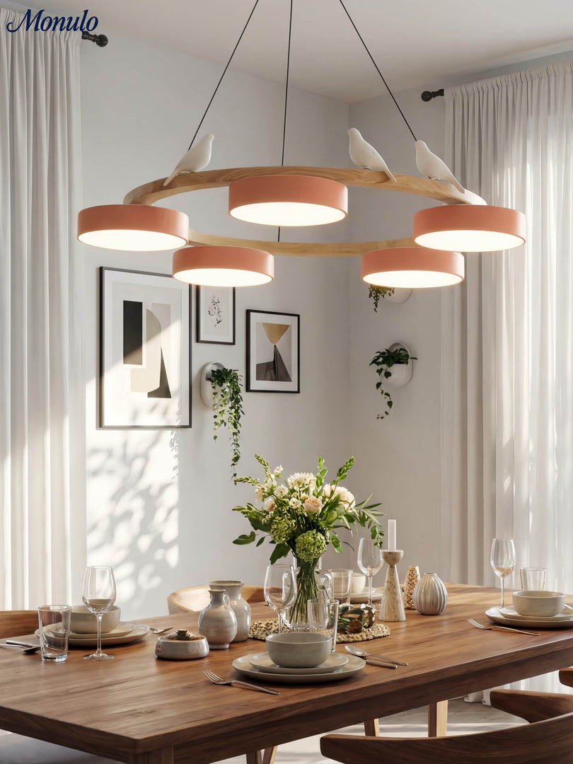 Modern Creative Colourful Circle Bird Chandelier
