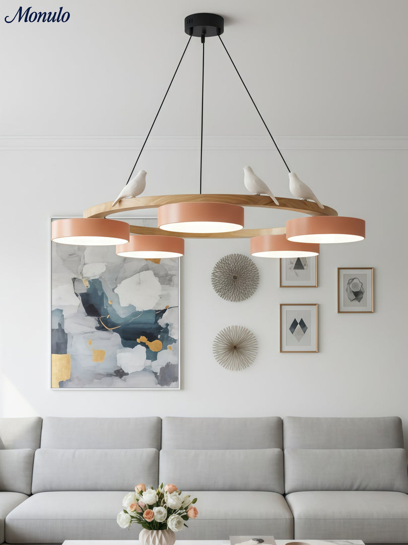 Modern Creative Colourful Circle Bird Chandelier