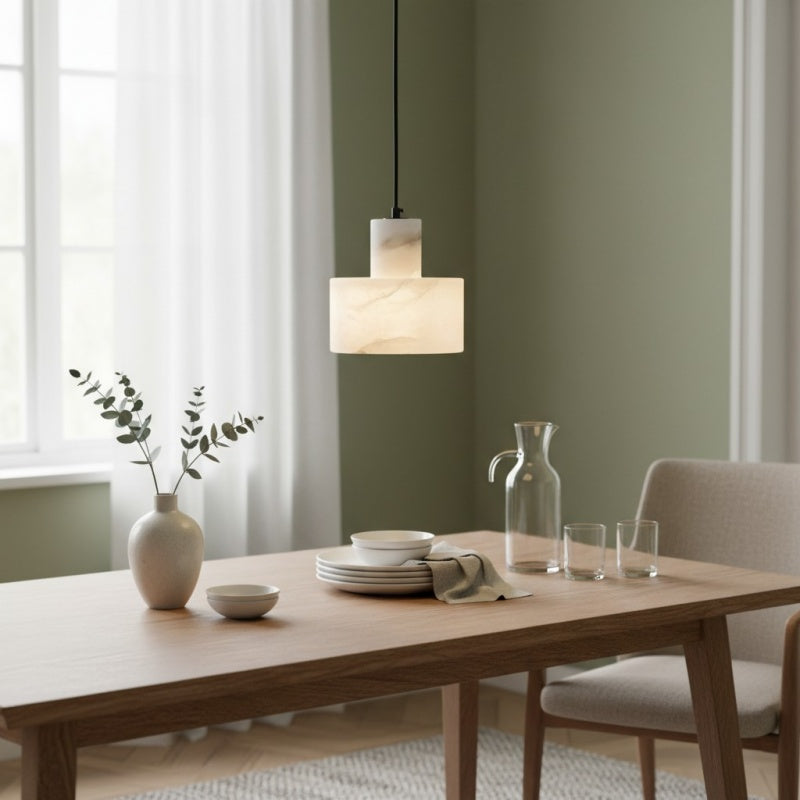 Suspension en Albâtre Cylorion – Lumière Suspendue Minimaliste Moderne pour Salle à Manger