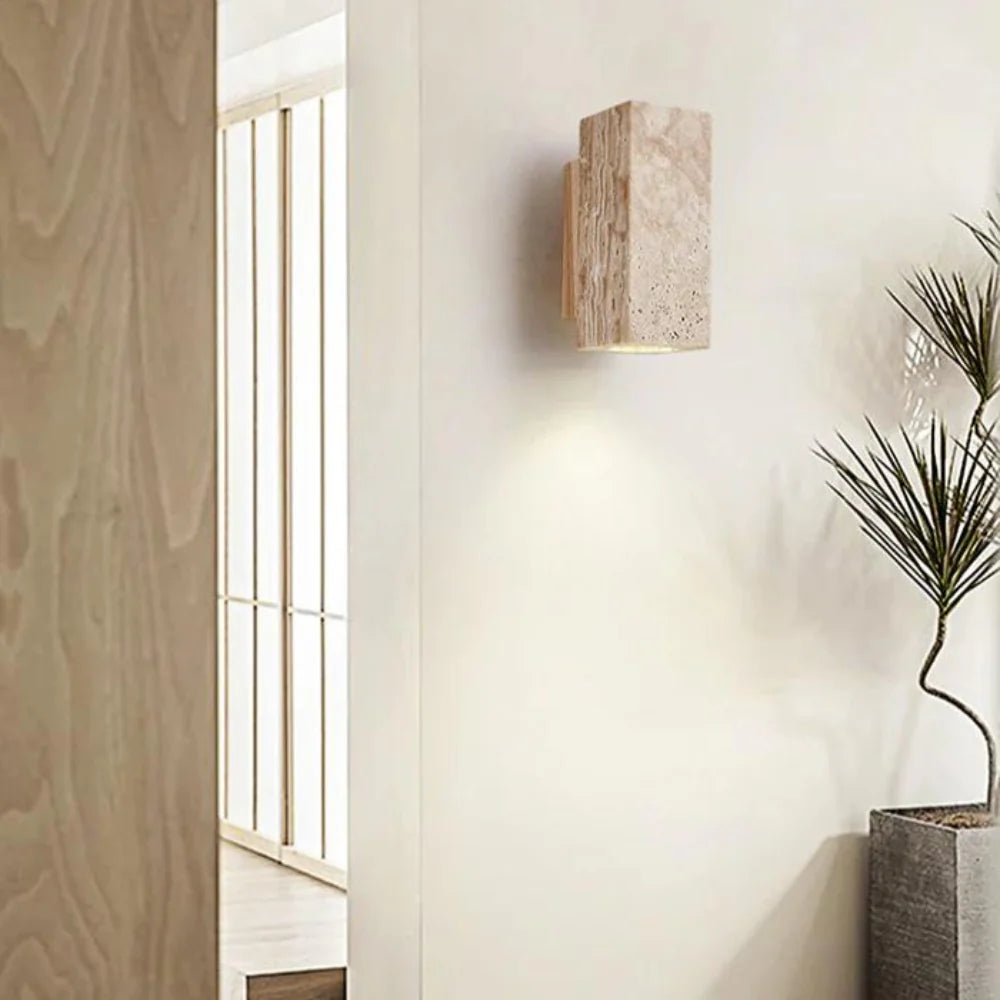 Wabi-Sabi Aura Travertine Wall Light