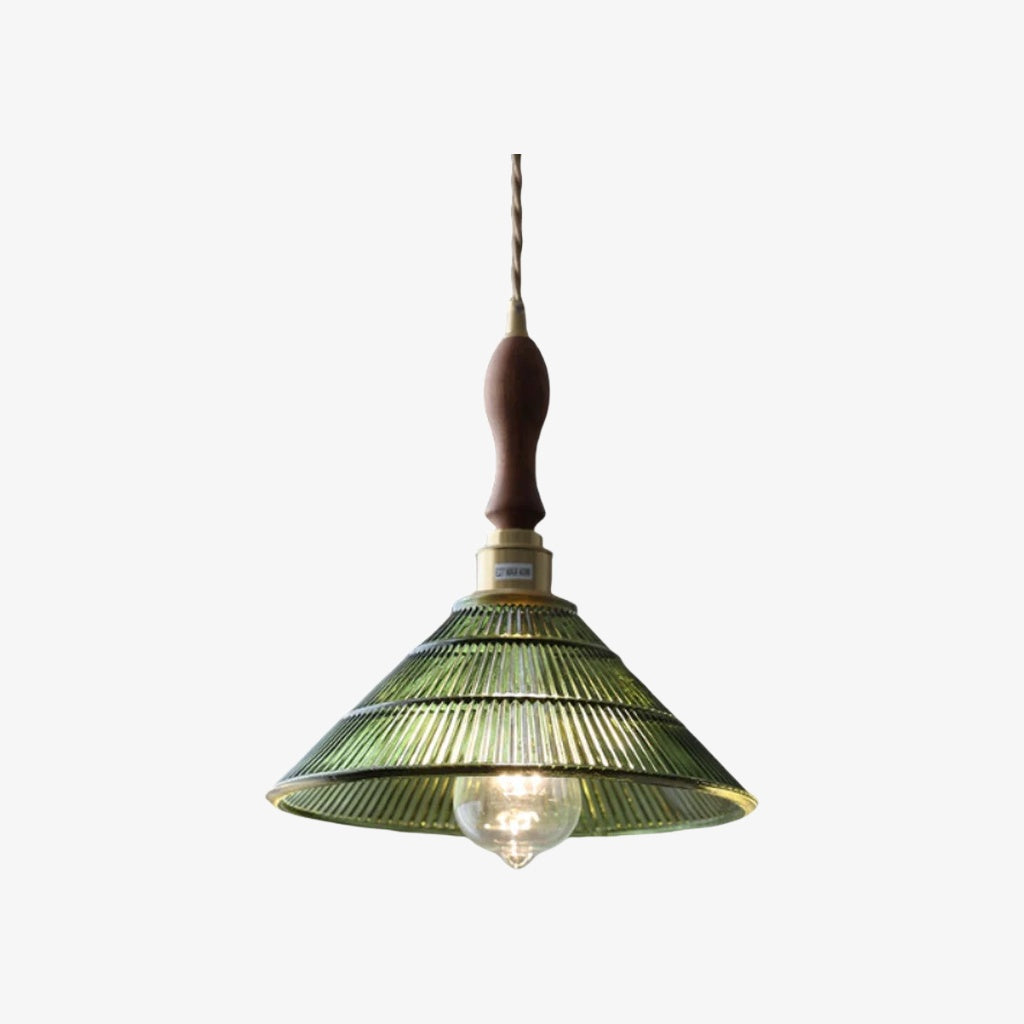 Lámpara colgante acanalada Ribilux - Vidrio y metal vintage para cocina y comedor