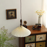 Load image into Gallery viewer, White Fabric Walnut Brass Plug-In Pendant
