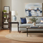 Load image into Gallery viewer, Mello Organic Textured Ceramic Table Lamp with Fabric Drum Shade - Modern Lighting for Living Room and Office