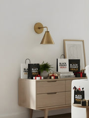 Korvi Tapered Sconce Cone Wall Light – Black or Brass Conical Retro Design