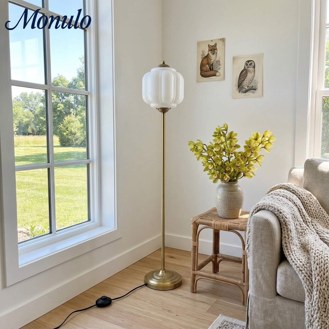 Eloise Decorative Glass Pumpkin Floor Lamp - Retro Organic Style for Living Rooms