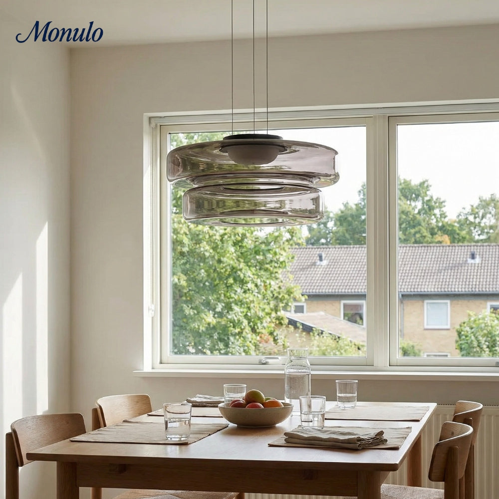 Lámpara colgante de vidrio con forma de disco apilado Verdoma Iluminación nórdica contemporánea para cocinas