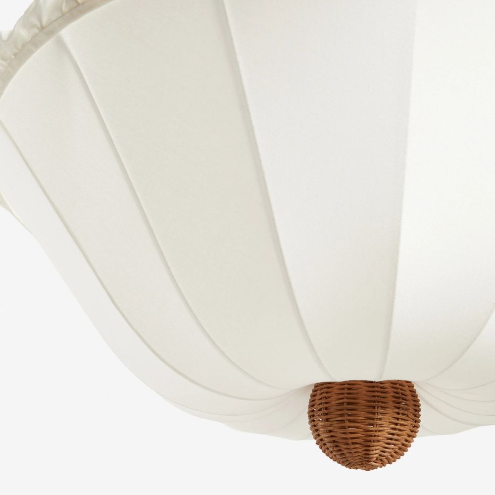 Wickara Natural Wicker Parasol Contemporary Flush-Mount Ceiling Light for Small Rooms