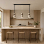 Bild in Gallery-Viewer laden, Three head travertine pendant light over a kitchen island