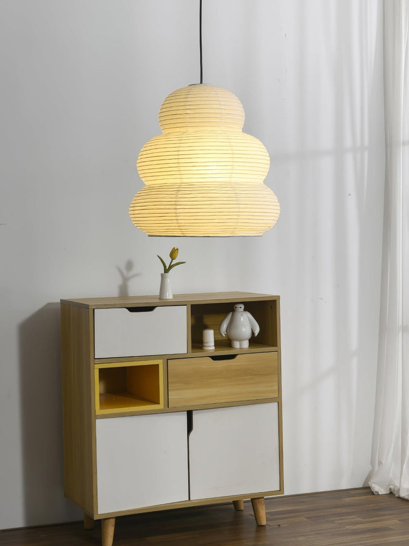 Beige Mulberry Paper Swag Pendant Light