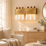 Charger l'image dans la visionneuse de galerie, Natural brass curtain wall lamp in a bright living room