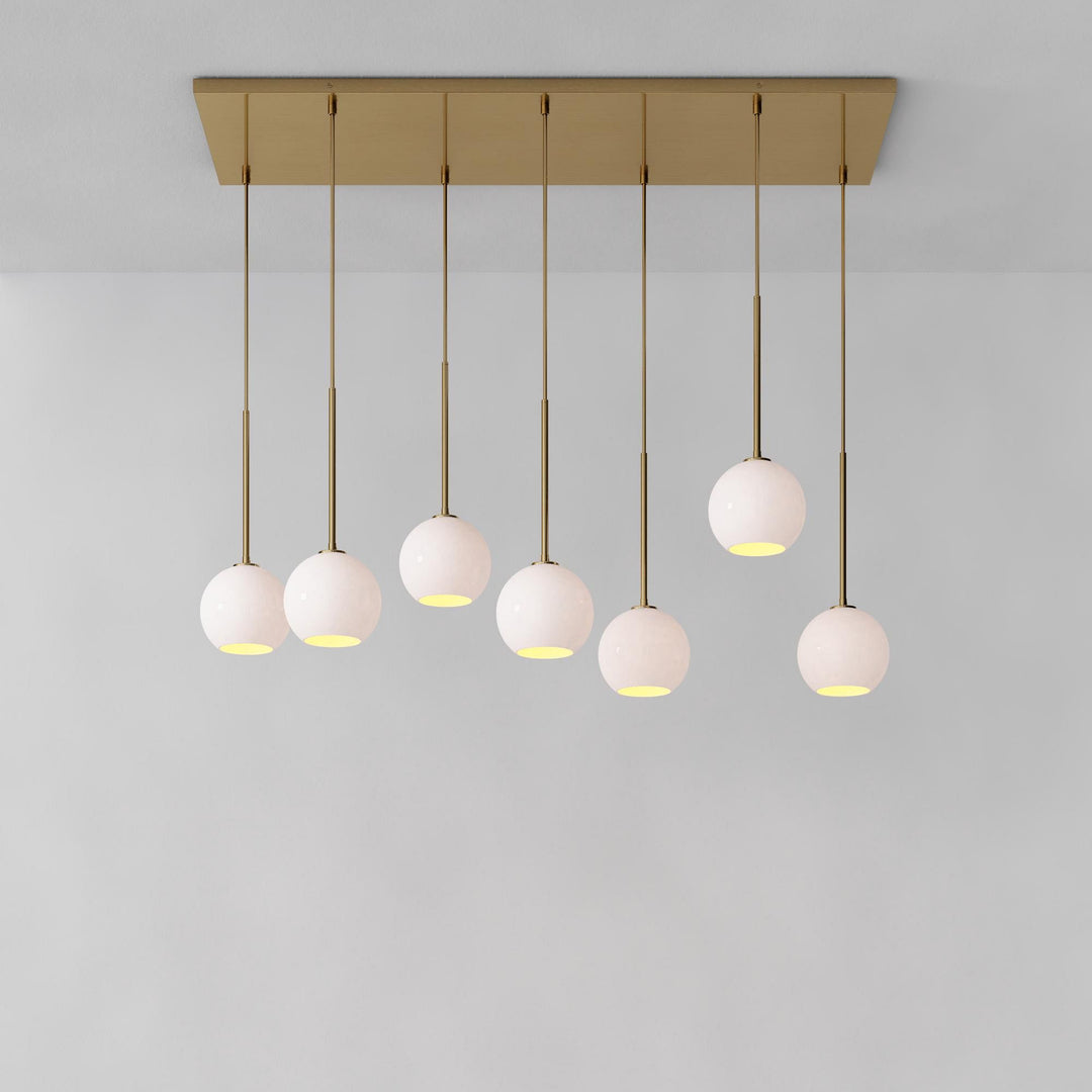 Selvion Eleganter 7-Licht Kugel Kronleuchter – Glas Pendelleuchte