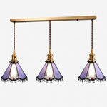 Bild in Gallery-Viewer laden, Purple three-light stained glass linear pendant