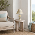 Cargar imagen en el visor de la Galería, Capiz shell table lamp beside a chair in a coastal living room