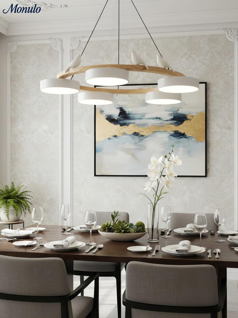 Modern Creative Colourful Circle Bird Chandelier