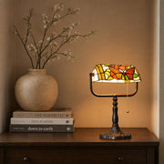 TF Tivanny Floral Stained Glass Desk Lamp - Vintage Table Light for Bedroom Study Living Room