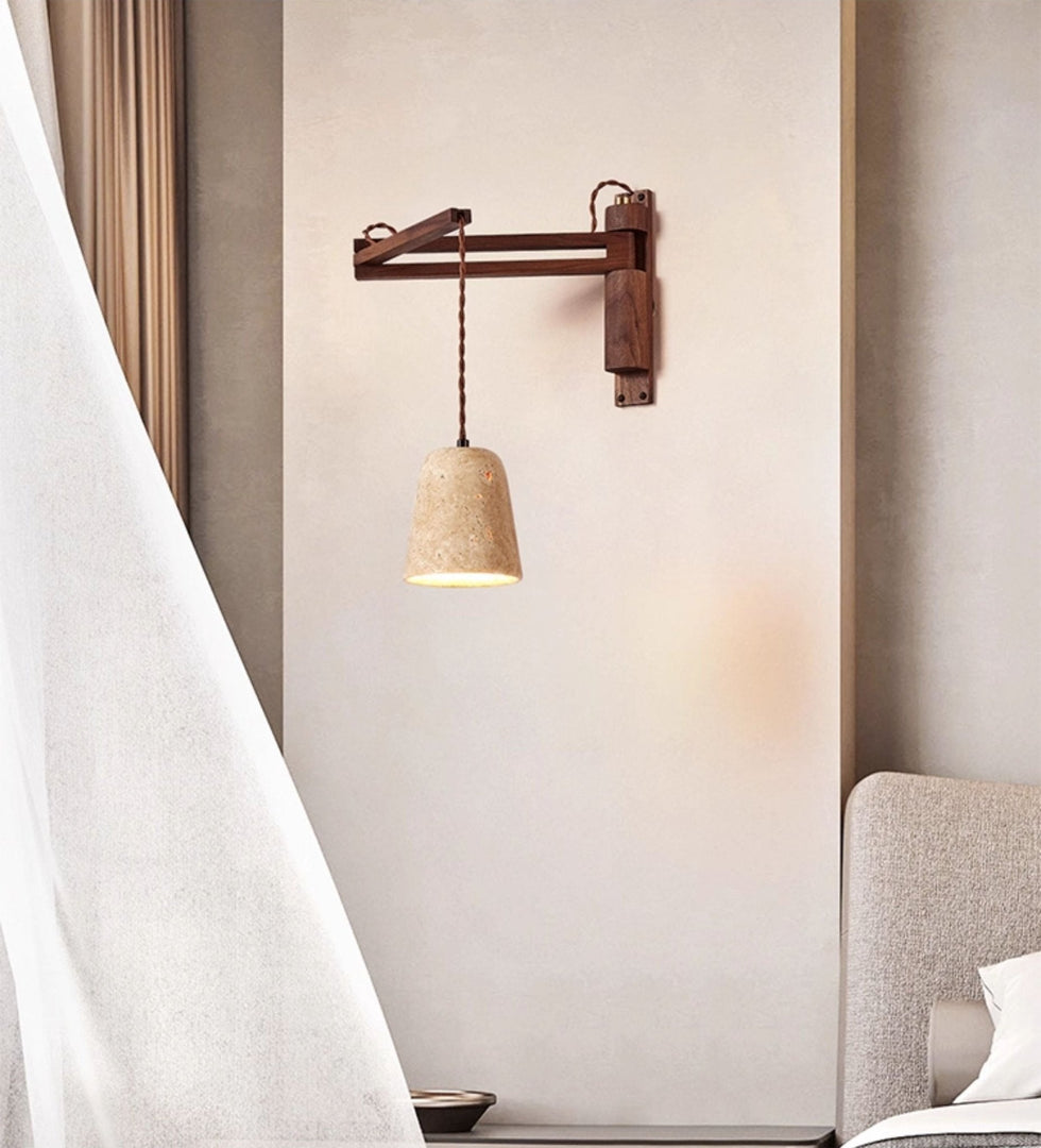 Aplique de pared ajustable con cúpula de travertino
