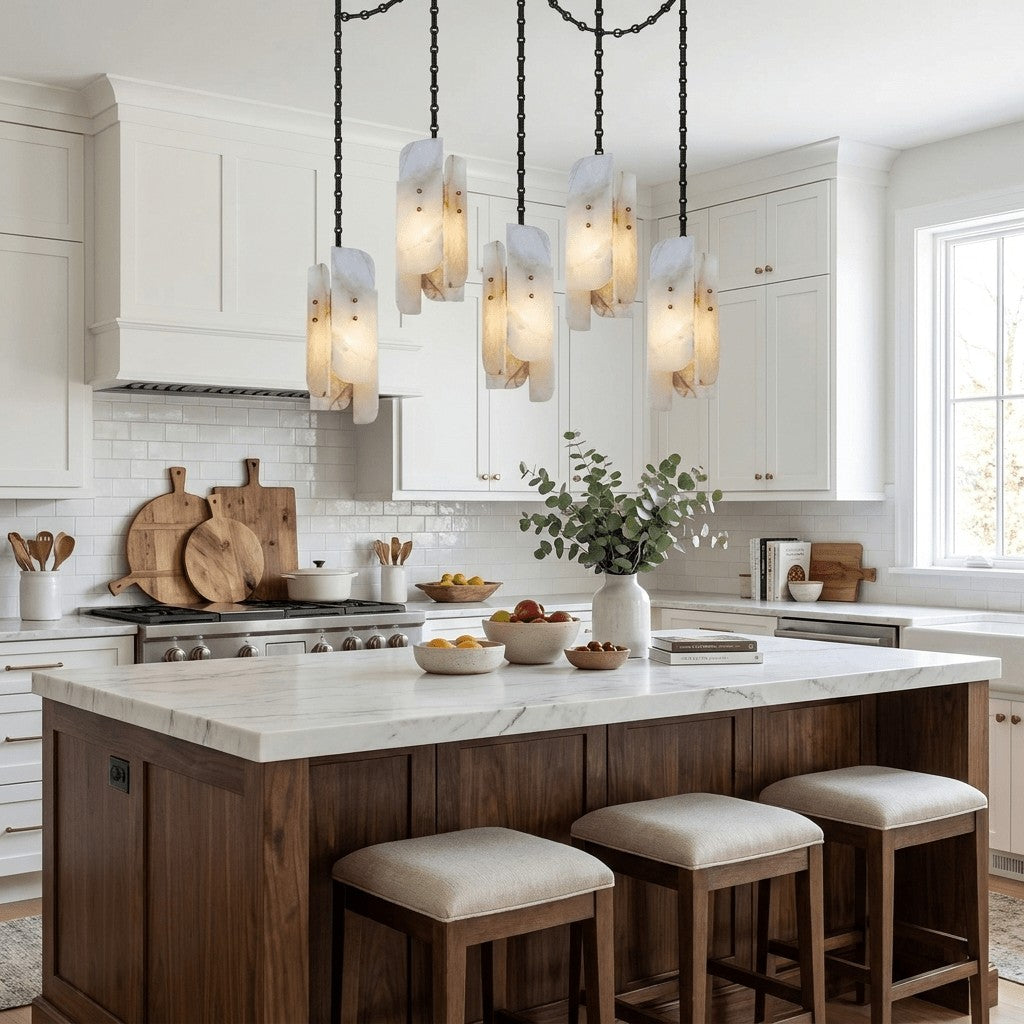 Frosted Cylinder Shade Chain Hardwired Chandelier