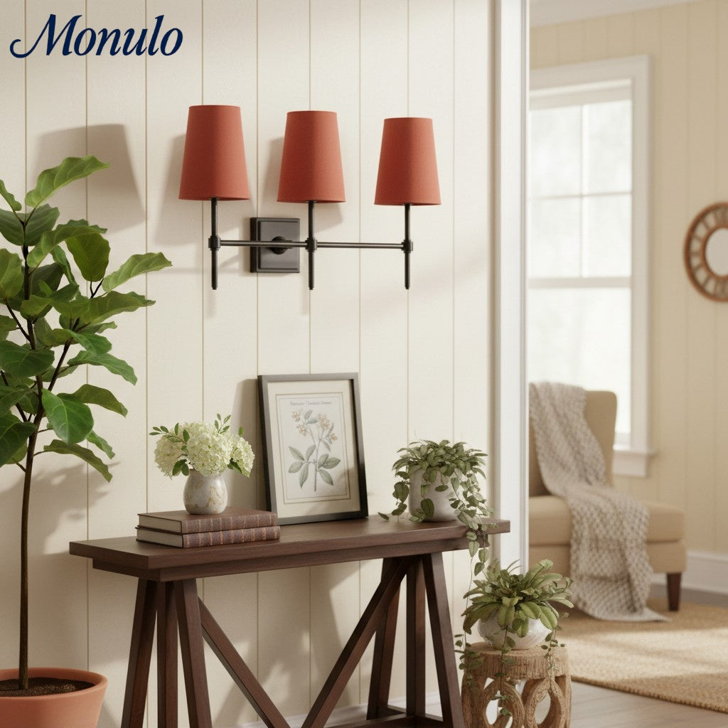 Rowan Elegant White-Linen Shade Wall Lamp – Retro Metal Wall Light for Bedroom & Hallway