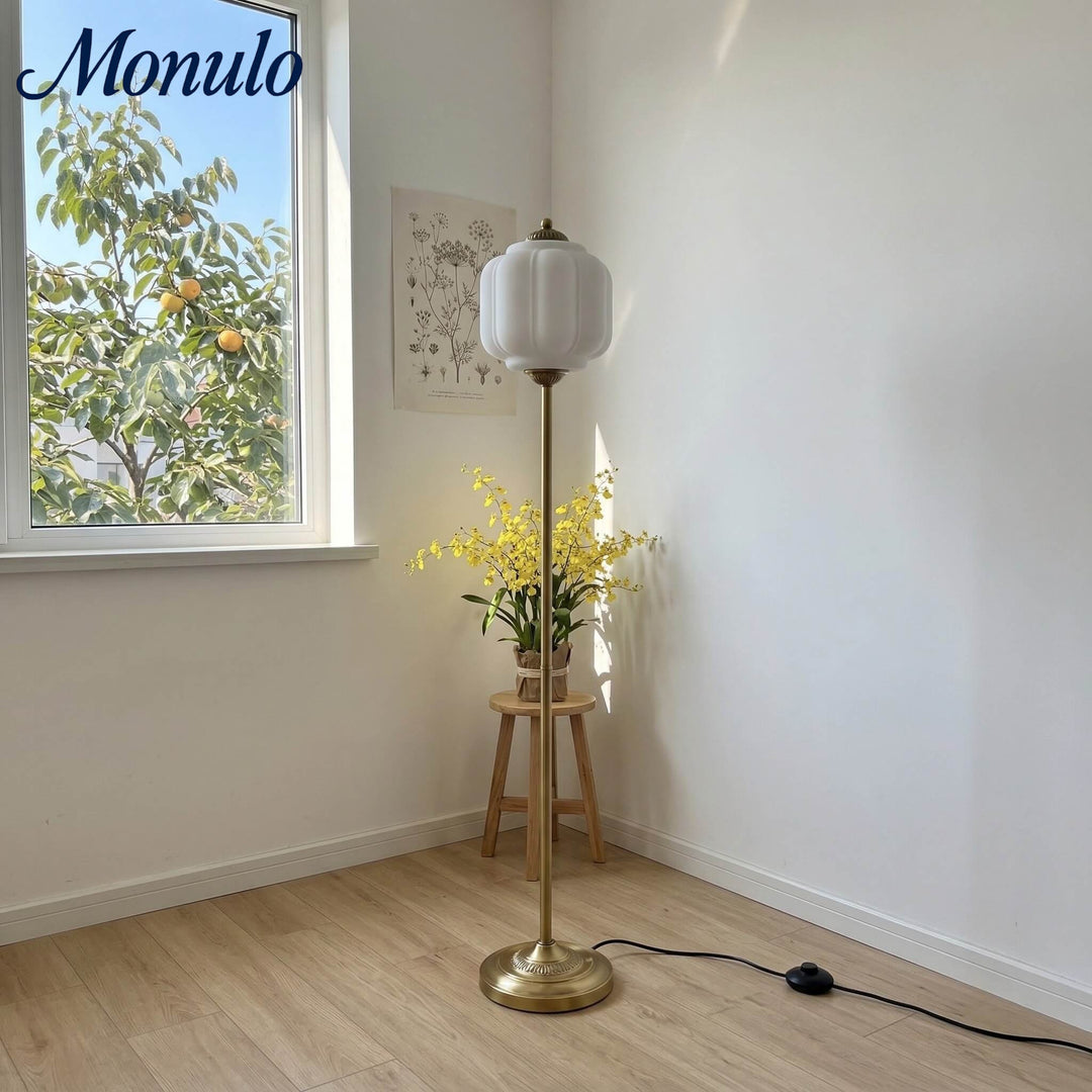 Eloise Decorative Glass Pumpkin Floor Lamp - Retro Organic Style for Living Rooms