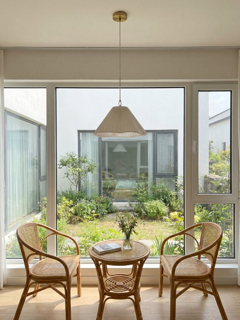 Blossine Layered Linen Pendant – Soft Ambient Light for Living Rooms and Entrances