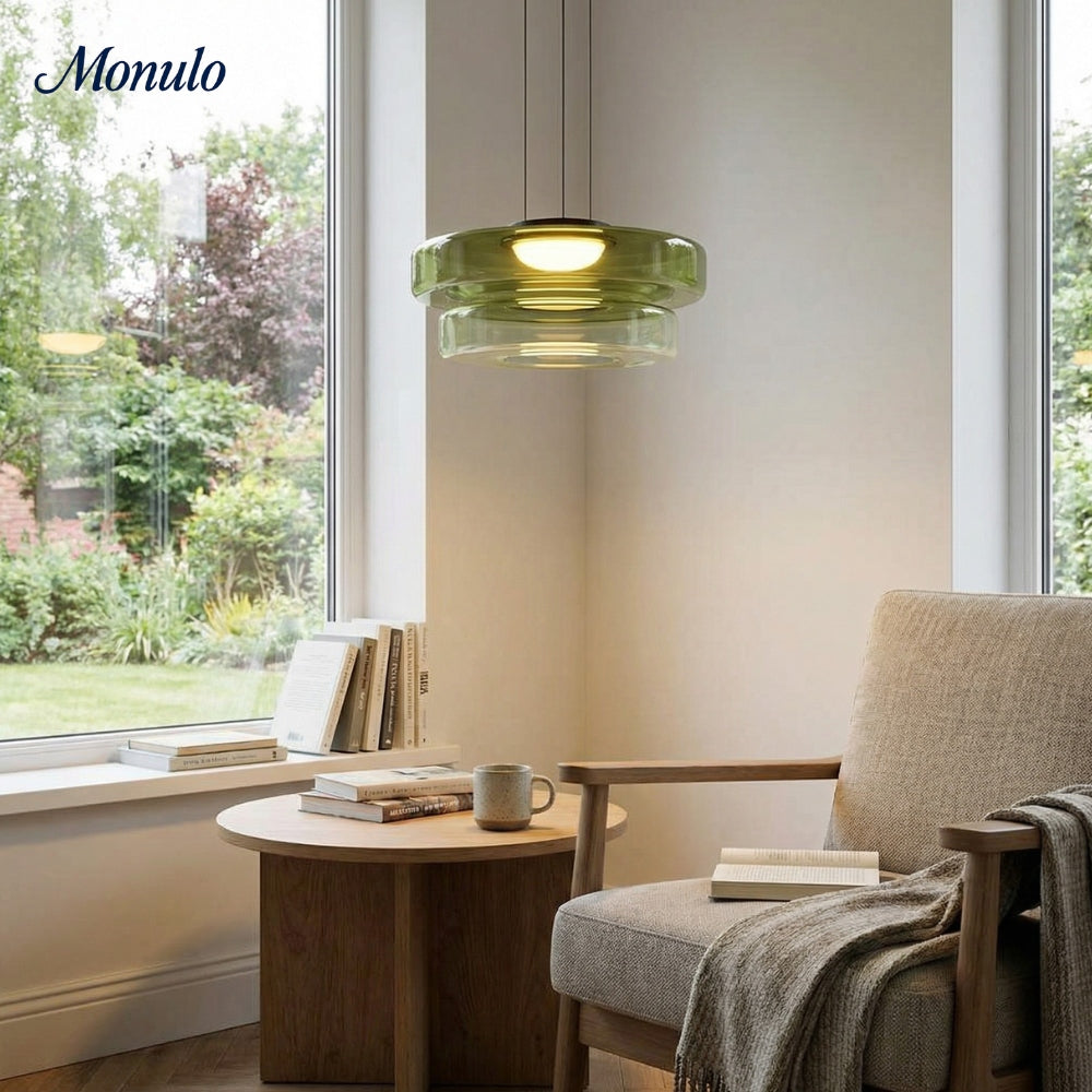 Lámpara colgante de vidrio con forma de disco apilado Verdoma Iluminación nórdica contemporánea para cocinas