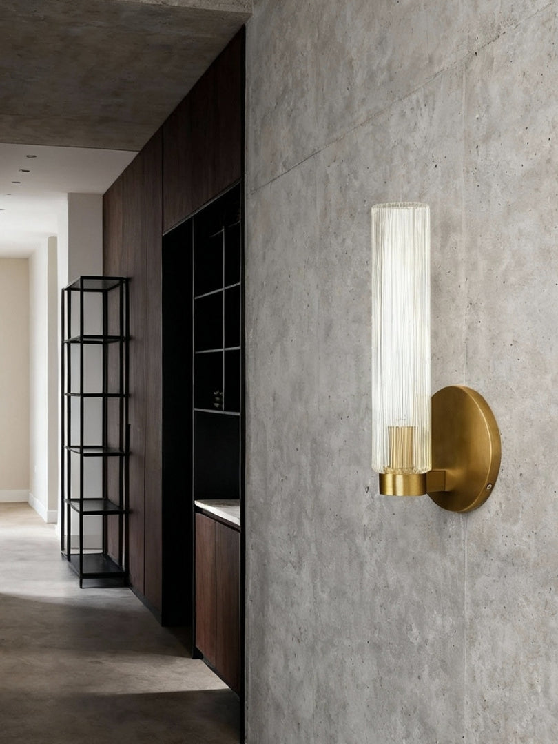 Rivora Fluted Glass Tube Sconce - Classic Ribbed Vanity Lighting