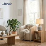 Load image into Gallery viewer, Mello Organic Textured Ceramic Table Lamp with Fabric Drum Shade - Modern Lighting for Living Room and Office