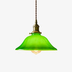 Cargar imagen en el visor de la Galería, Style A green glass pendant lamp with brass finish