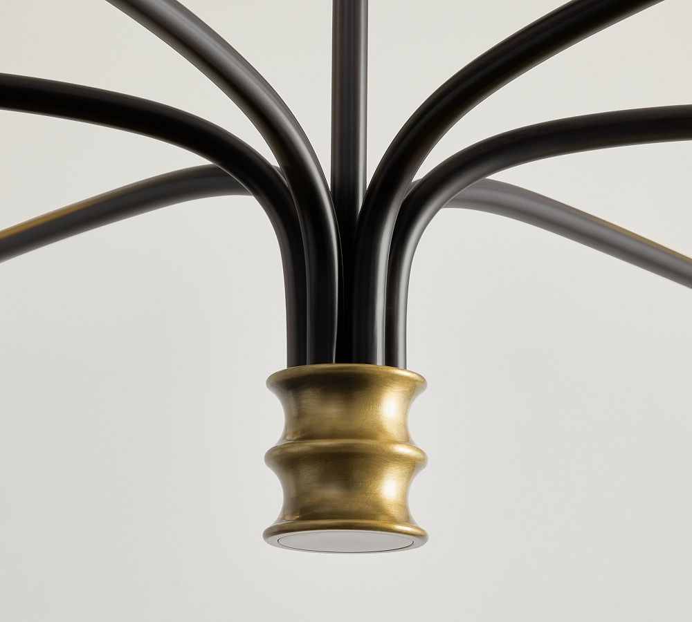Lámpara de araña Calin de tela blanca de 6 luces: elegancia moderna de mediados de siglo