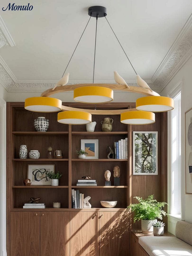 Modern Creative Colourful Circle Bird Chandelier