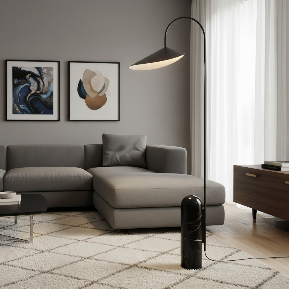 Nulavo Drehbare Stehlampe – Marmorfuß mit blattförmigem Schirm, moderner Stil für Wohnzimmer