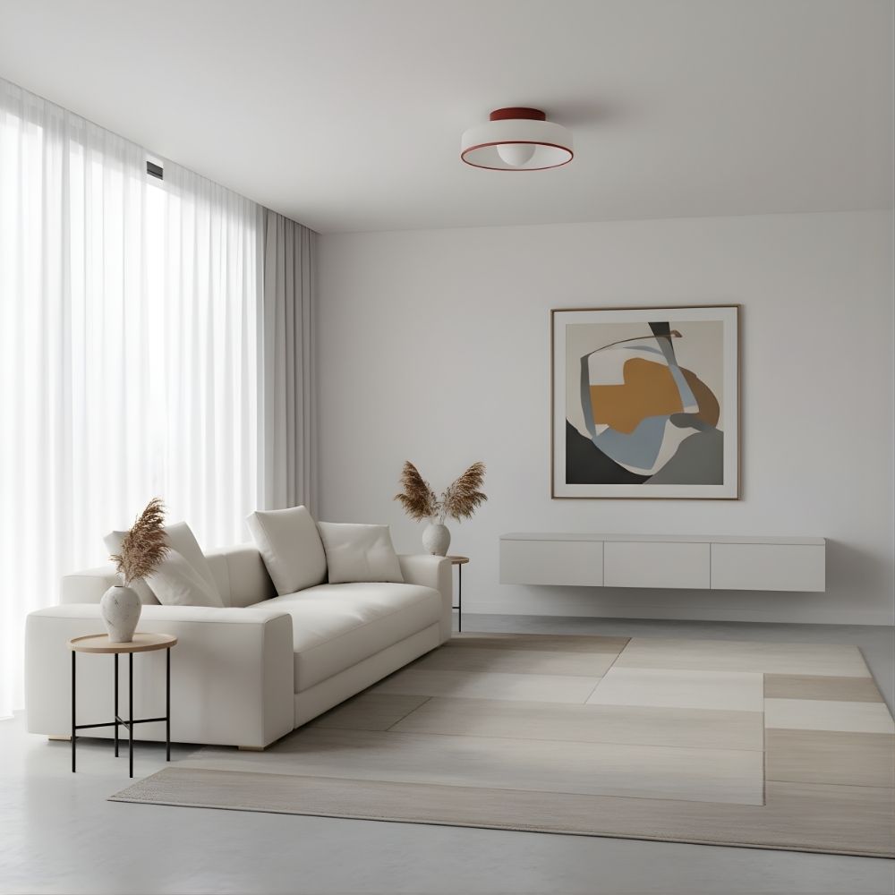 Kalo Versatile Glass Disc Modern Wall/Ceiling Fixture with Color-Accent Rim for Living Spaces