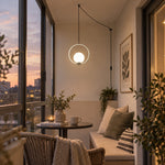 Load image into Gallery viewer, Pearl Glass Sphere Brass Plug-In Pendant