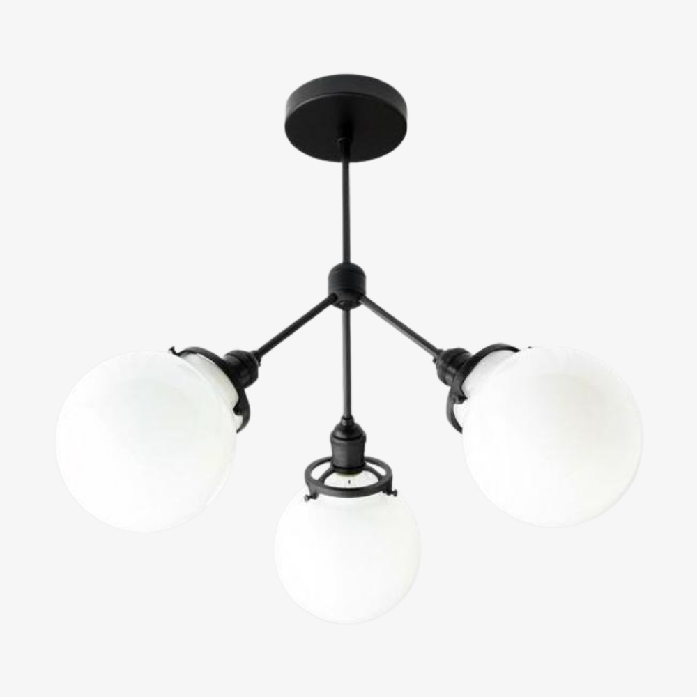 Glorica Glass Opal Globe Semi-Flush Ceiling Light – Modern Mid-Century Dining Room Fixture