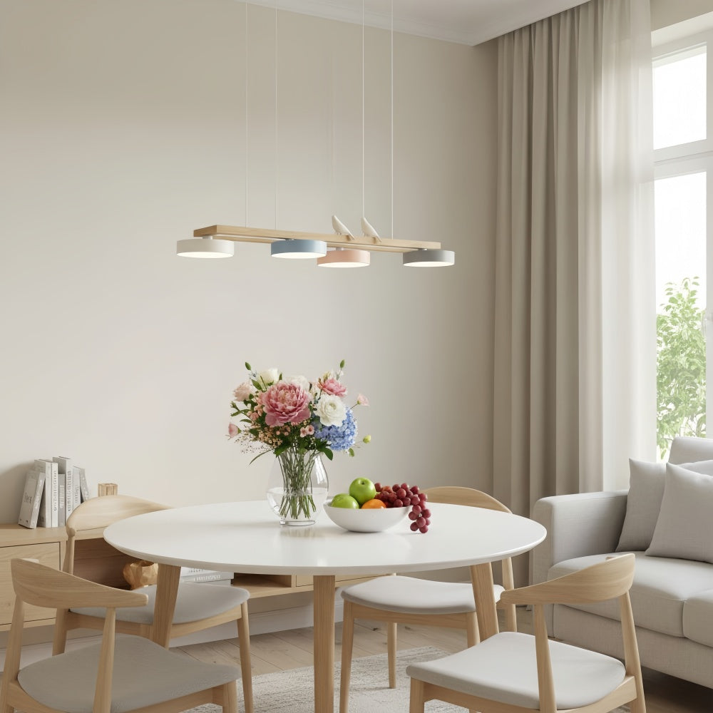 Orilumea Vogel-Kronleuchter – Holzleuchte im modernen Stil für das Wohnzimmer