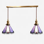 Bild in Gallery-Viewer laden, Purple two-light stained glass linear pendant