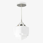 Cargar imagen en el visor de la Galería, Geotower Glass Skyscraper Shade Art Deco Pendant Light – Modern Industrial Ceiling Lamp for Living Room

