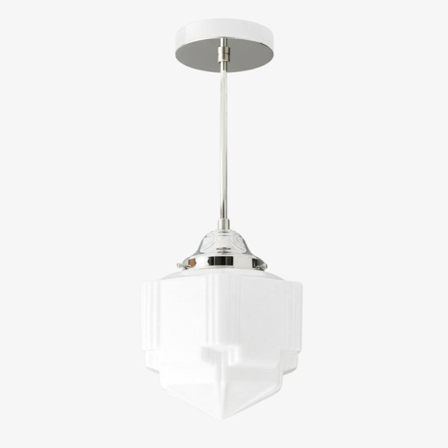 Geotower Glass Skyscraper Shade Art Deco Pendant Light – Modern Industrial Ceiling Lamp for Living Room