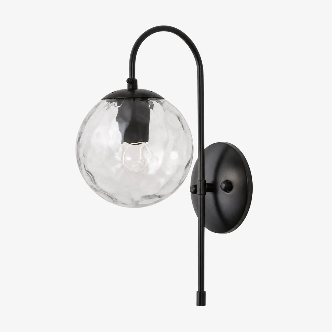 Rippled Glass wall sconce in Black, style A