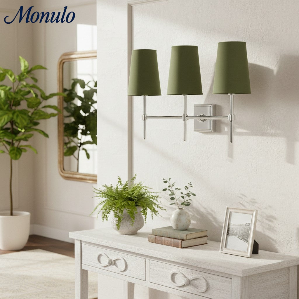 Rowan Elegant White-Linen Shade Wall Lamp – Retro Metal Wall Light for Bedroom & Hallway