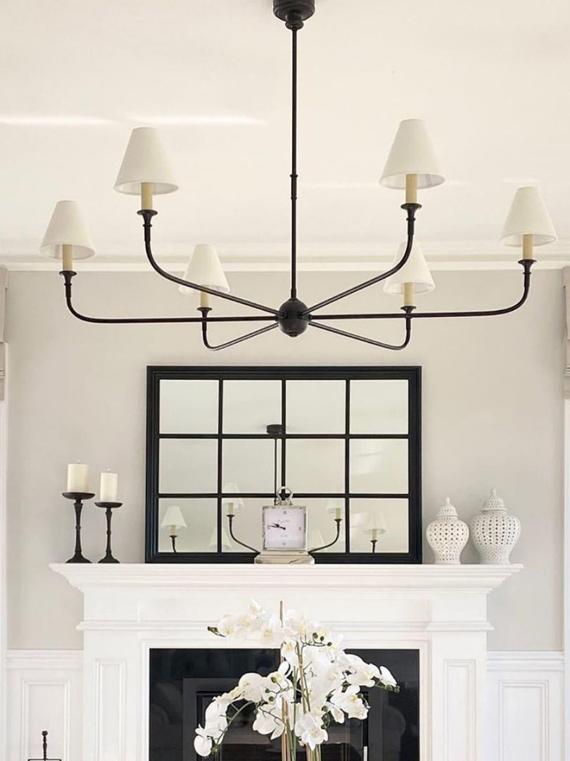 Sleek Chandelier Featuring Layered Linear Silhouette