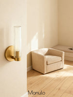 Load image into Gallery viewer, Rivora Fluted Glass Tube Sconce - Classic Ribbed Vanity Lighting
