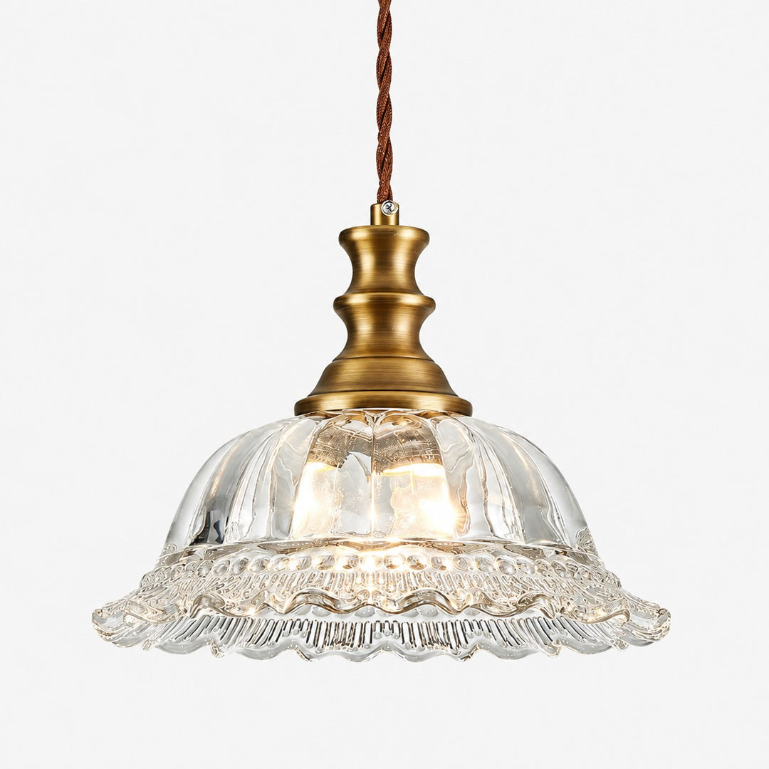 Vintage Fluted Glass Pendant Light for Kitchen & Dining