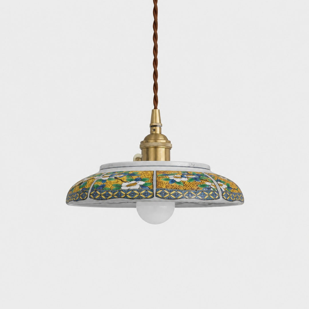 Golden osmanthus ceramic pendant lamp SKU front view