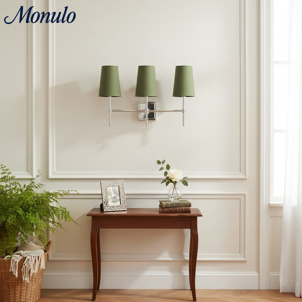 Rowan Elegant White-Linen Shade Wall Lamp – Retro Metal Wall Light for Bedroom & Hallway