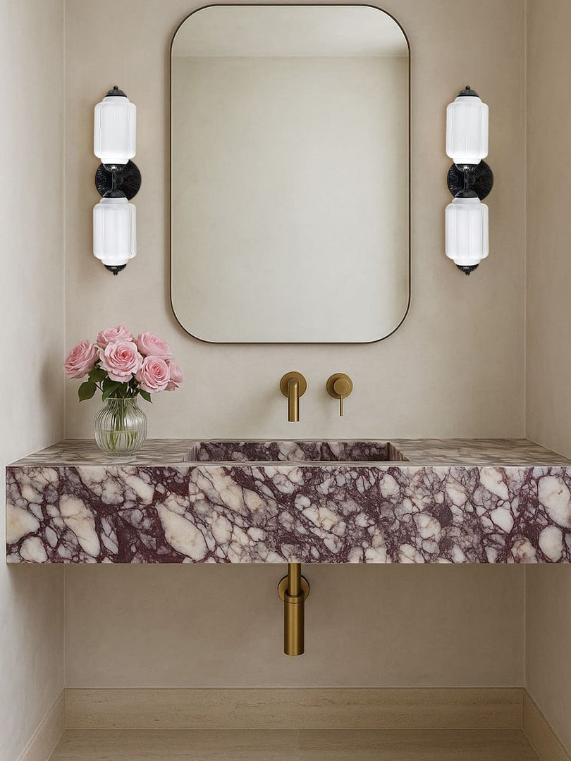 Aplique de pared horizontal Eloise de cristal vintage americano con forma de farol