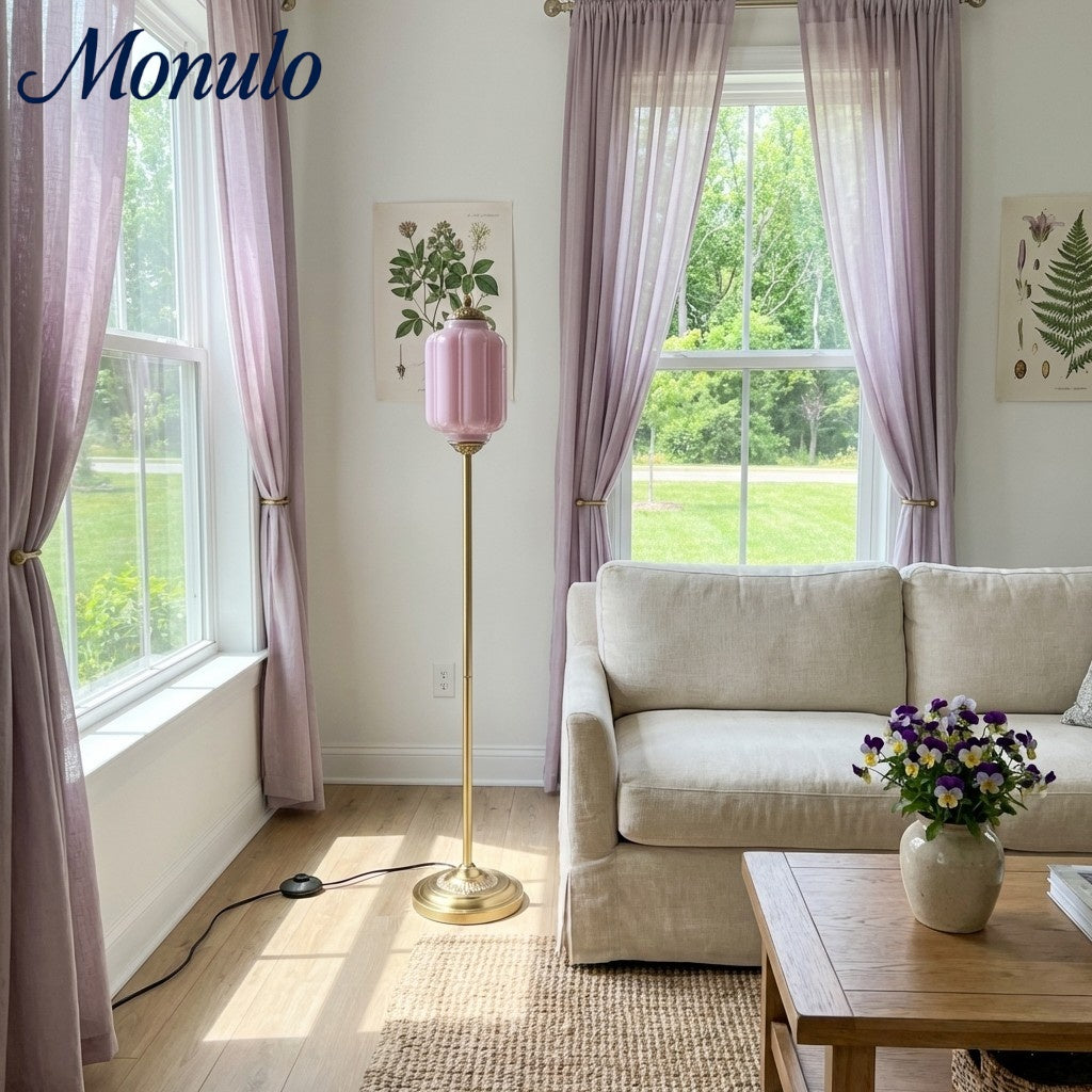 Eloise Decorative Glass Pumpkin Floor Lamp - Retro Organic Style for Living Rooms