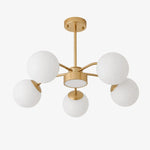 Bild in Gallery-Viewer laden, Modern milk glass chandelier with 5 lights in Gold